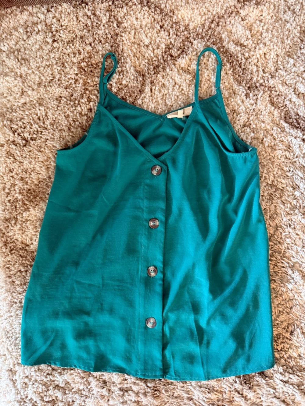 Entro Womens Teal Button-Front Cami Tank Top